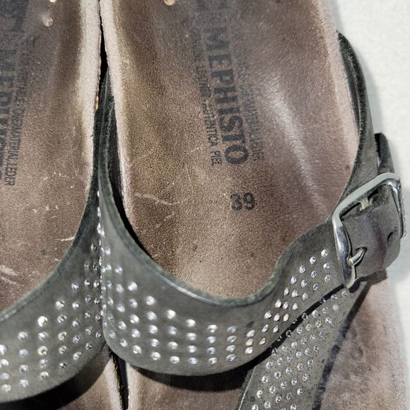 Mephisto Sandals Helen Womens Size 8.5 Silver Leather Faux Snake Thong Shoes - Picture 7 of 11